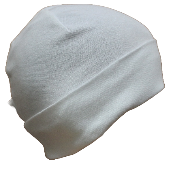 Bindemütze mit Umschlag weiß Baumwolltrikot Größe 35-51
