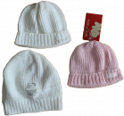 Strickmütze Beanie weiß oder rosa 100% Baumwolle Größe 37-49