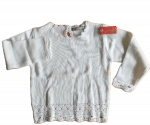 Pullover weiß mit breiter Häkelkante